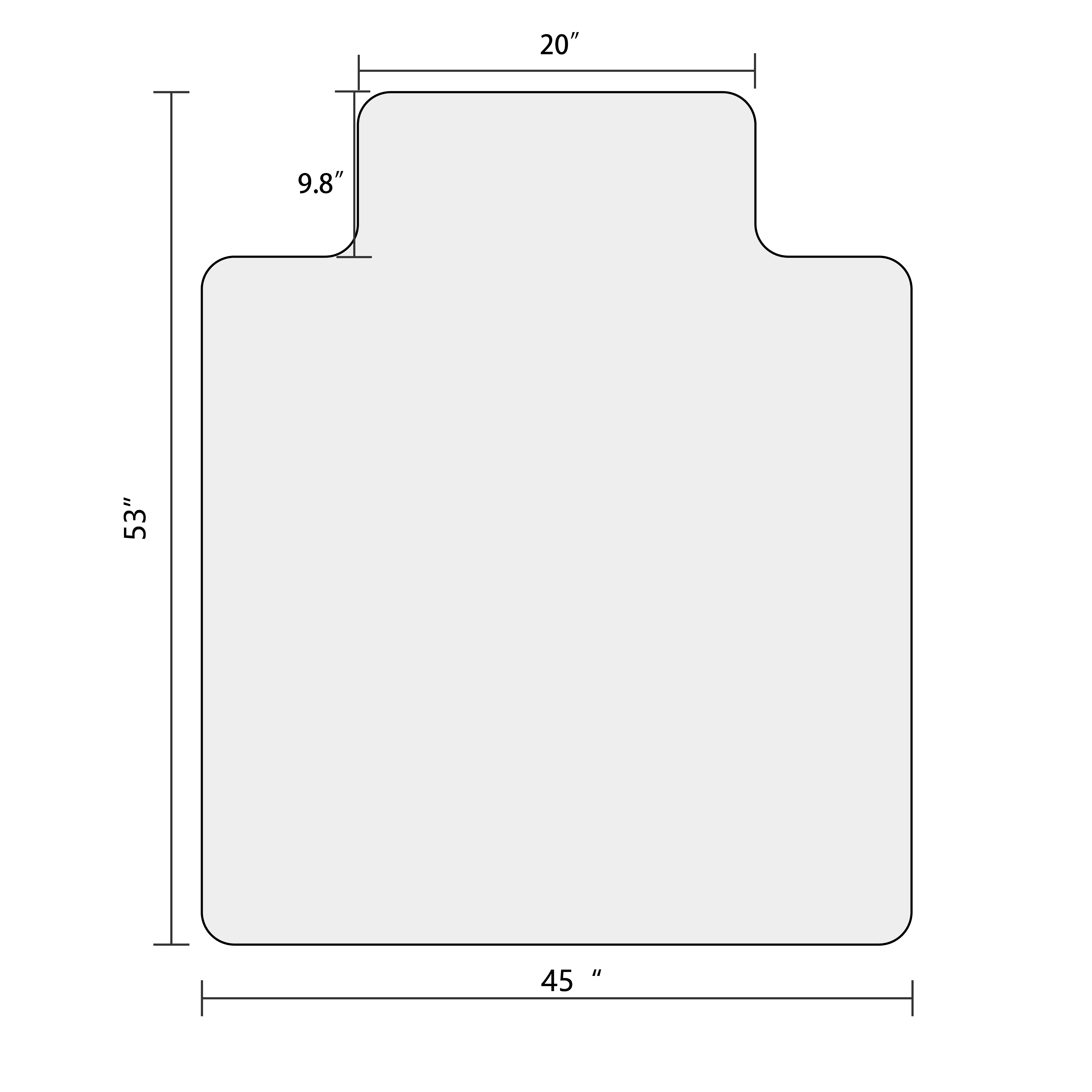 45" x 53" Rectangular with Lip Chair Mat for Hard Floors